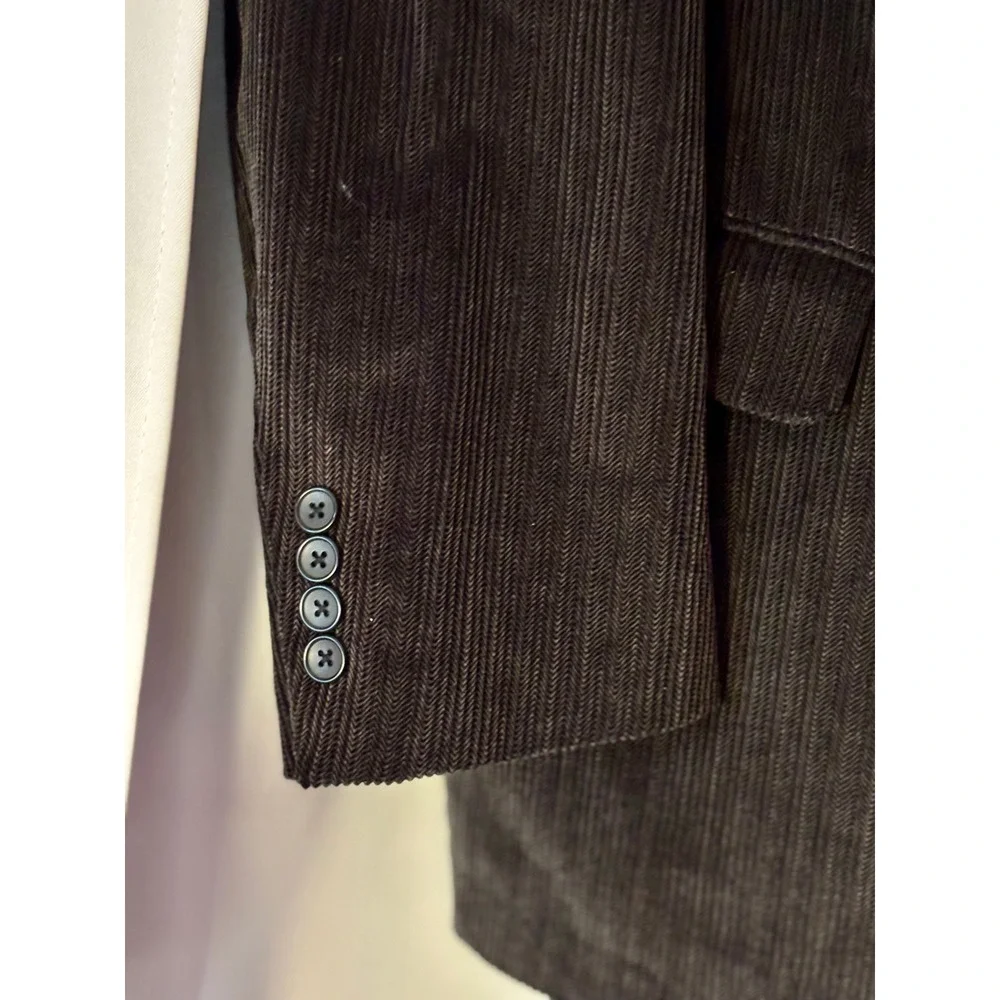 Dockers Mens Dark Gray Herringbone Corduroy Blazer Sport Coat 42L 100% Cotton